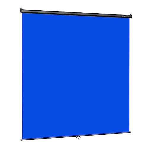 RAUBAY Retractable Pull Down Blue Screen - 78.7" x 86.6" Collapsible Wall-Mount Background for Professional Video Production, Chroma Key Backdrop for YouTube, TikTok, Streaming, Video Conferencing - color: Blue, size: Wider(78.7 x 86.6in)