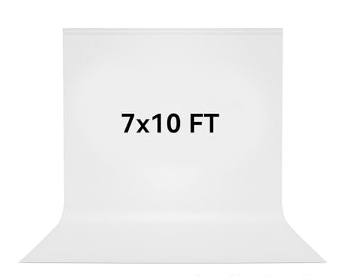 7 x 10 FT White Backdrop, 100% Polyester Photography Backdrop Foldable Washable White Screen for Photoshoot YouTube Zoom Studio Photo Video Recording - color: White, size: 7 X10FT