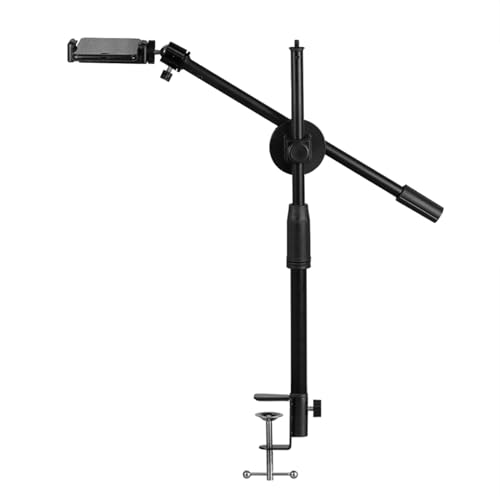 flexman Overhead Camera Mount Desk Stand Phone Holder with Adjustable Arm Gimbal Fill Lights, Magic Arm Clamp for Recording Live Streaming (C) - color: C