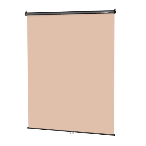 RAUBAY Retractable Pull Down Beige Screen Backdrop - 59.8" x 86.6" Collapsible Wall-Mount Nude Background for Professional Video Production, Photography, TikTok and Video Conferencing - color: Beige, size: Standard(59.8 x 86.6in)