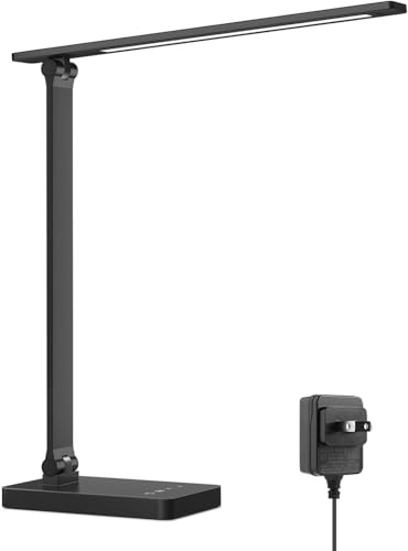 Lepro LED Desk Lamp for Home Office, 9.5W 750LM Metal Touch Control Desk Light, 5 Color Modes 5 Brightness Level, Eye Caring Task Lamp For Reading, Sewing, Crafts, School Supplies, Puzzle Light, Black - color: Black