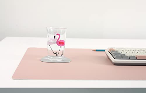 DeskPaw Dual-Sided Leather Desk Pad,Blotter for Laptop Computer,Mouse Pad,Writing,Drawing,Arts and Craft Mat (Pink/Silver, 17x35”) - color: Pink/Silver, size: 17"x35"