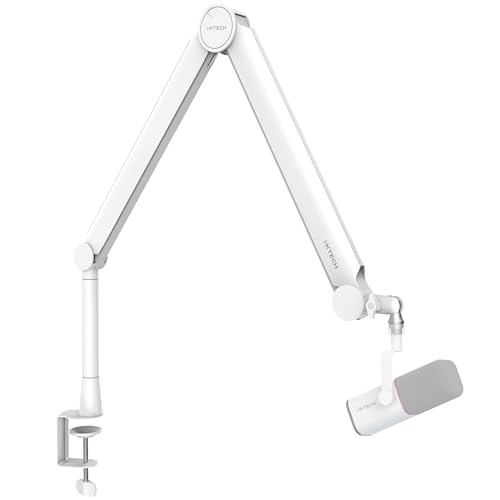 IXTECH Mic Arm White Premium Boom Arm 360° Rotatable Microphone Arm Stand with Desk Mount Fully Adjustable Sturdy and Universal VALIANT WHITE Model - color: 4 VALIANT WHITE