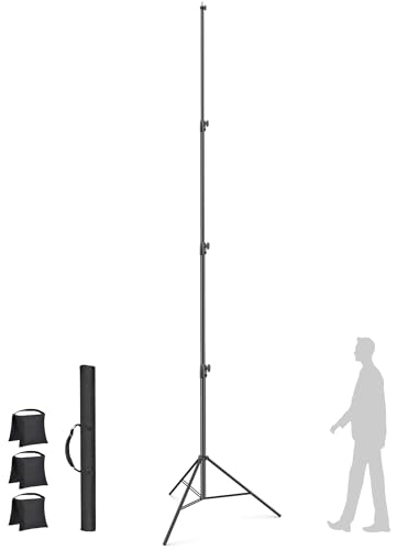 16.4' Heavy Duty Extreme Tall Video Camera Sports Tripod Stand, Sdfghj 16.4ft/500cm Sky High Tripod Light Stand with 1/4"& 3/8" Screw Adapter Non-Slip Feet Wind Resistant, for Soccer/Basketball Games - size: Built-in Spring 16.4'