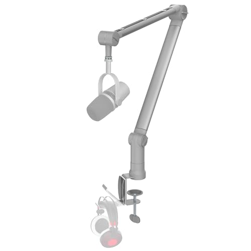 IXTECH Microphone Boom Arm with Desk Mount, 360° Rotatable, Adjustable and Foldable Scissor Mounting for Podcast, Video Gaming, Radio and Studio Audio, Sturdy and Universal. - color: MATTE SILVER