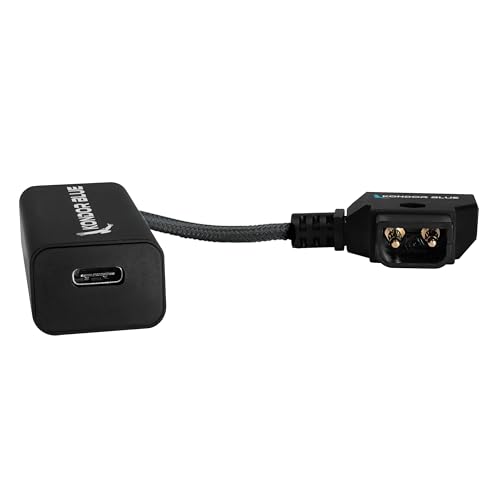 KONDOR BLUE | 6 Inch D-Tap to Female USB-C PD Power Delivery Cable, 2-Way | 65W Fast Charge, 5V 9V 12V PD, Smart Reverse Polarity Protection for Camera Rigs | Black - color: Black