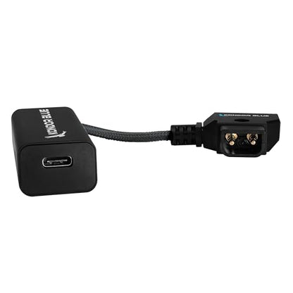 KONDOR BLUE | 6 Inch D-Tap to Female USB-C PD Power Delivery Cable, 2-Way | 65W Fast Charge, 5V 9V 12V PD, Smart Reverse Polarity Protection for Camera Rigs | Black - color: Black
