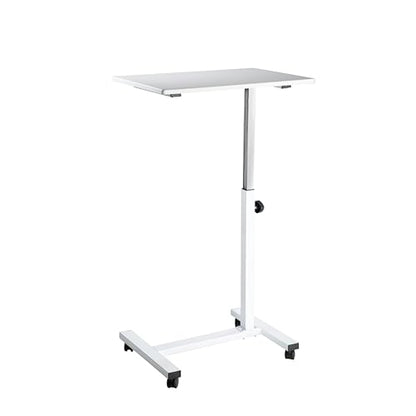 Seville Classics Solid-Top Height Adjustable Mobile Laptop Computer Desk Cart Ergonomic Home Office Stand Rolling Table, Overbed (23.6"), White - color: White, size: Overbed Sit Stand (24")