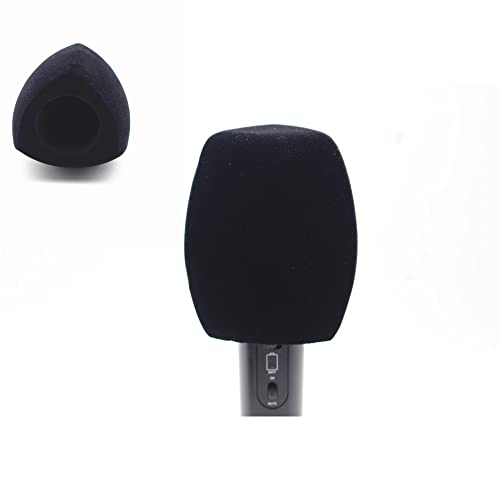 Flocked Mic Foam Windscreen Handheld Microphone Covers Large Mic Foam Pop Filters for TV Interview,radio,media Broadcast Microphones (Black) - color: Black