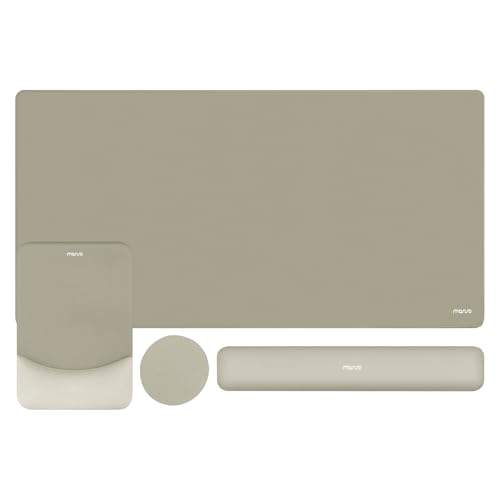MOSISO Keyboard Mouse Pad Set, Large Gaming Mouse Pad&Rectangular Keyboard Wrist Rest&Mousepad with Wrist Rest&Coaster, Ergonomic Non-Slip&Easy Typing Pad with Curved Silicone Lining, Bronze Brown - color: Bronze Brown