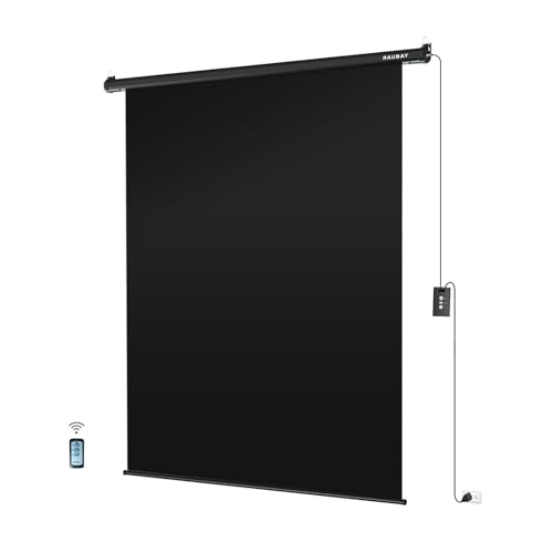 RAUBAY Motorized Pull Down Black Screen Backdrop - 59.8" x 86.6" Collapsible Wall-Mount Background for Professional Video Production, Photography Studio, Video Conferencing and YouTube, TikTok Creator - color: Black, size: Standard(59.8 x 86.6in)