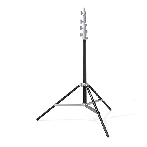 RAUBAY 10ft Light Stand with Air Cushion, Adjustable Heavy Duty Aluminum Photography Light Support with 1/4" & 3/8" Mount, Studio Lighting Tripod for Softbox, Video & Photography, Silver (LT30-RS) - color: Silver, size: Regular Version