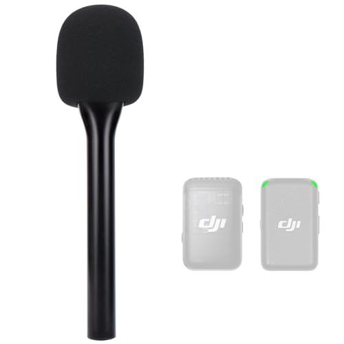 SUNMON Handheld Wireless Mic Stand for DJI Mic, Holder for DJI Mic 2, DJI Microphone Interview Handheld Mount Adapter for DJI Mic1/ 2 - size: Handheld for DJI Mic with 1 Pop Filter