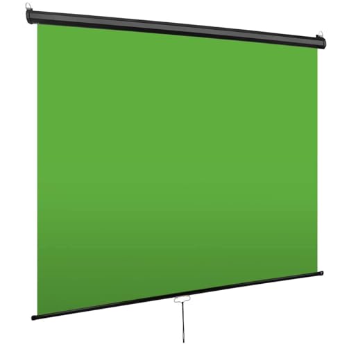 EMART 75 x 79in Retractable Green Screen, Chroma Key Panel Pull Down Auto-Locking and Self-Rewinding, Collapsible Wrinkle-Resistant Chromakey Backdrop for Zoom, Streaming, Photographic Studio