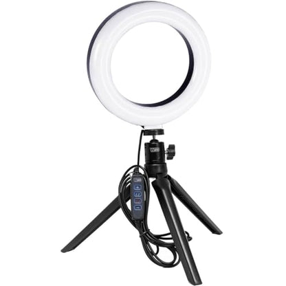Vidpro RL-6 6" Inch LED Ring Light Kit with Mini Tripod and Ball Head. USB Powered for Portraits, Makeup, Modelling, Vloggers, Macro Photos and YouTube. Variable Color Temperature 2800K 4500K 6500K