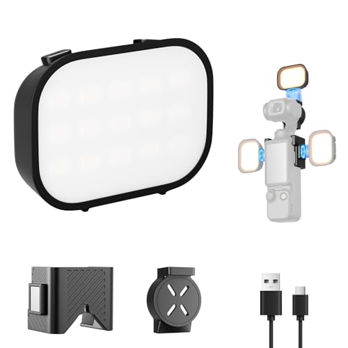 EMART Magnetic LED Light for DJI Osmo Pocket 3 Accessories, 3 Color & Brightness Levels Rechargeable Mini Video Fill Lighting, Portable Magnetic Mount Selfie Light for Xtra Muse Vlogging Recording