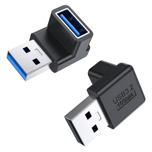 MOGOOD USB A 3.2 90 Degree Right Angle Adapter 2-Pack | Low Profile Male to Female, 10Gbps Data Sync, 3A Fast Charging, Space Saving Connector, For Laptop PC TV Car Monitor - size: 2 PACK