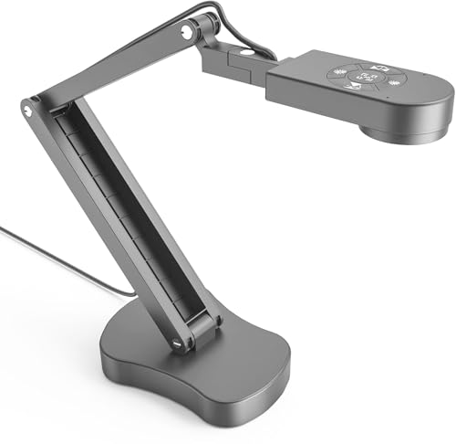 8MP USB Document Camera, Auto Focus, LED Light, Image Reversal, Built-in Mic, Mac OS, Windows, Chromebook for Distance Learning, Remote Teaching, Web Conferencing, Live Demo - color: Grey