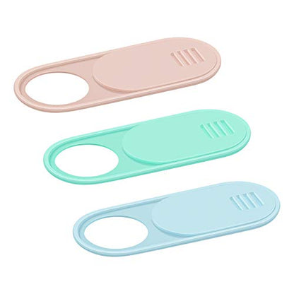 Webcam Cover for Laptop, 0.028-Inch Ultra-Thin Webcam Cover Blocker for MacBook, iMac, Laptop, Desktop, PC, iPad, Smart Phone Protect Your Privacy and Security（Pink/Blue/Green-3 Pack） - color: Pink/Green/Blue