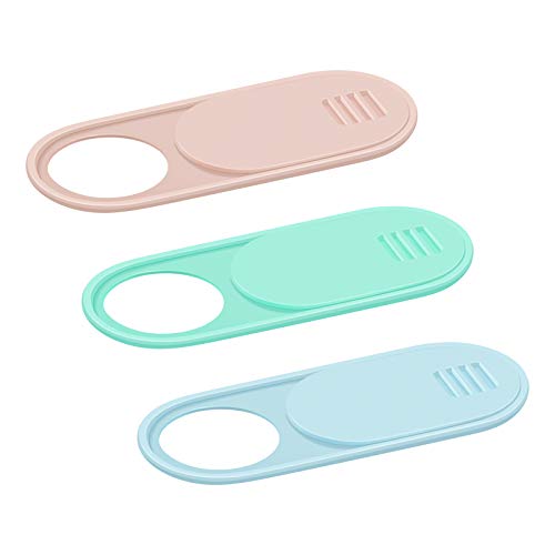 Webcam Cover for Laptop, 0.028-Inch Ultra-Thin Webcam Cover Blocker for MacBook, iMac, Laptop, Desktop, PC, iPad, Smart Phone Protect Your Privacy and Security（Pink/Blue/Green-3 Pack） - color: Pink/Green/Blue