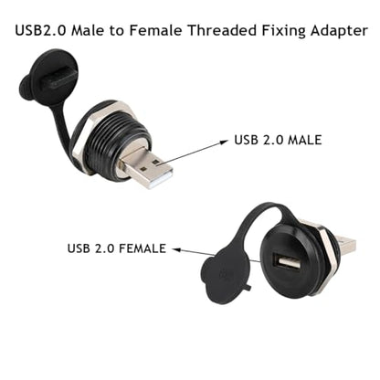PENGLIN 2PCS USB2.0 Male to Female Panel Mount Connector, USB 2.0 Plug to Socket Pass Through Connector Converter High-Speed Data Transfer - size: USB 2.0(2PCS)-Single port