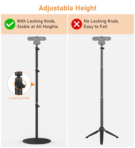 Camera Round Base Mount Desk Stand, Flexible Aluminum Photography Floor-Standing Light Monopod Stand Phone Holder with 1/4" 3/8'' 5/8'' Screw for DSLR Camera, Light, Webcam, Live Streaming, Vlogging
