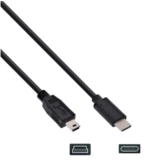 3FT USB-C to Mini-B Data Transfer Cable for Canon EOS Rebel T3 T3i T4i T5 T5i T6 T6i T6s T7i, Powershot ELPH 360 HS Compatible with Mac, PC, iPhone 16-17 with USBC Port (Read Details Before Buying)