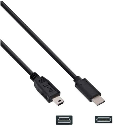 3FT USB-C to Mini-B Data Transfer Cable for Canon EOS Rebel T3 T3i T4i T5 T5i T6 T6i T6s T7i, Powershot ELPH 360 HS Compatible with Mac, PC, iPhone 16-17 with USBC Port (Read Details Before Buying)