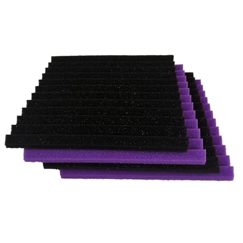 52 Pack Purple Black 1" x 12" x 12" Acoustic Wedge Studio Foam Sound Absorption Wall Panels - color: Purple/Black