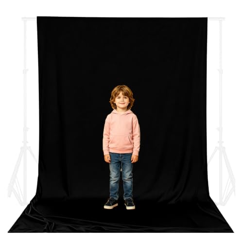 Black Photo Backdrop for Photoshoot, Studio Photo Backgrounds 5ft x 7ft | Polyester Fabric, 2.76in Rod Pocket for Easy Hanging, Versatile Photography Backdrop for Portrait, Live Streaming, Video - color: Black, size: 5x7ft