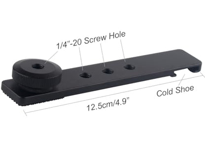Aluminum Camera Cold Shoe Mount, Hot Shoe Extension Camera Flash Bracket for Light, Mic, with 1/4'' Tripod Screw-4.9" Long