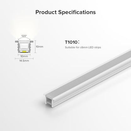BTF-LIGHTING Silicone LED Channel System 9.8Ft for ≤6mm Width LED Strip | Flexible LED Neon Rope Channel Diffuser, Spotless Milky White Cover for Kitchen Cabinet, Rooms, and Patio(No LED Strip) - size: 9.8FT, style: 10X10mm