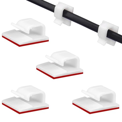 SOULWIT 50 Pcs Self Adhesive Cable Management Clips, Cable Organizers Sticky Wire Clips Cord Holder for TV PC Laptop Ethernet Cable Desktop Home Office (White) - color: White