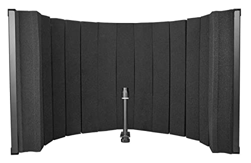 Rockville ROCKSHIELD 4 Large Studio Mic Isolation Shield, Vocal Recording | 2" Acoustic Foam, Steel Frame, Foldable, Stand and Desktop Mount, 5/8" Adapter, Podcast, Voice Over, 2-Panel Booth