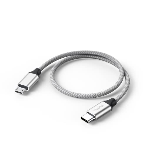 USB C to Micro USB Cable 1ft, 16W Charging & 480Mbps Data Transfer USBC Type C to MicroUSB Cord Braided Male to Male USB-C 2.0 30.5cm for Old Android Phone Kindle PS4 Xbox One and More - size: 1 Feet