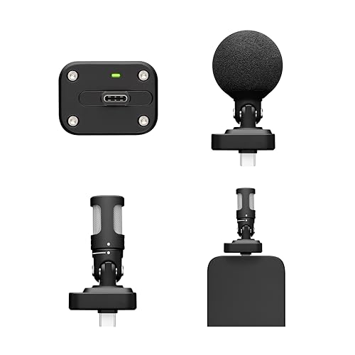 Shure MV88 USB-C Microphone for Mobile Recording, Portable Mic for Vlogging with Auto Level Mode, Real-Time Denoiser for Smart Noise Cancelling & 4 Polar Patterns, Black