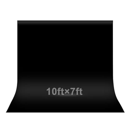 EMART 10x7ft Black Backdrop for Photoshoot, High Density Polyester Fabric Pure Black Backdrop Curtain, Photography Backdrop for Portrait Photoshoot, Video Recording - size: 10x7ft