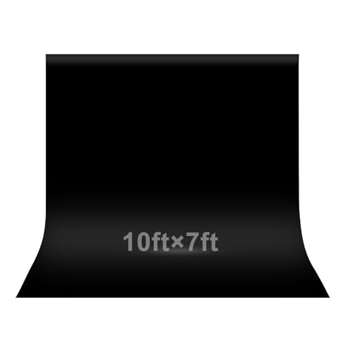 EMART 10x7ft Black Backdrop for Photoshoot, High Density Polyester Fabric Pure Black Backdrop Curtain, Photography Backdrop for Portrait Photoshoot, Video Recording - size: 10x7ft