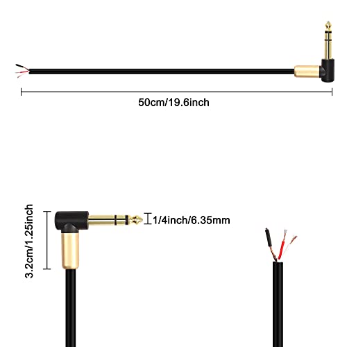 XMSJSIY 6.35mm TRS Pigtail Cable 1/4 inch Stereo Male Plug to Bare Wire Adapter Connector Open End Audio Cable Right Angle 3- Pole Speaker Amplifier Microphone Cable Replacement (0.5M/1.6FT) - style: 0.5M/1.6FT