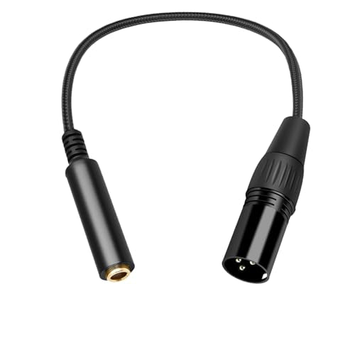 XLR to 1/4" Female Cable, 3 Pin Male to 6.35mm Socket Audio Cord, XLR Plug to TS/TRS Quarter inch Adapter Connector Converter Metal Construction 1 feet (30 cm) Black - color: 4. Black/ 1FT