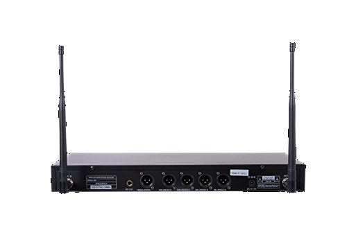 Sound Town 200-Channel Rack Mountable Professional Adjustable UHF Wireless Microphone System with Metal Receiver, 4 Lavalier Mics, 4 Bodypack Transmitters (NESO-U4LL) - color: Jet Black