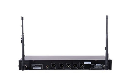 Sound Town 200-Channel Rack Mountable Professional Adjustable UHF Wireless Microphone System with Metal Receiver, 2 Handheld Mic, 2 Lavalier Mic, 2 Bodypack Transmitter (NESO-U4HL) - color: Matte & Jet Black