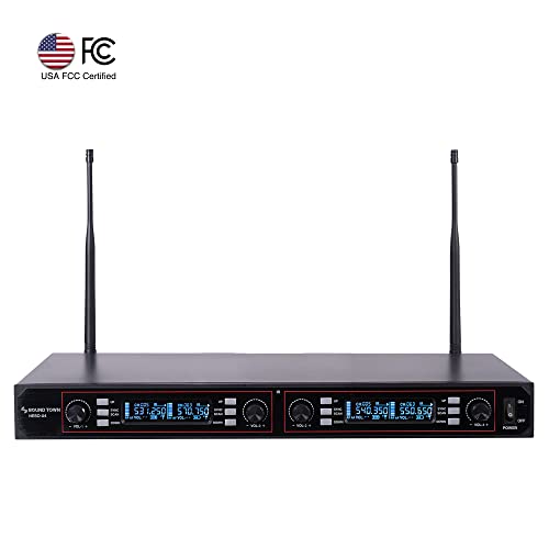 Sound Town 200-Channel Rack Mountable Professional Adjustable UHF Wireless Microphone System with Metal Receiver, 4 Lavalier Mics, 4 Bodypack Transmitters (NESO-U4LL) - color: Jet Black