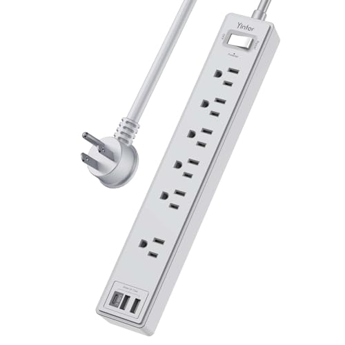 6Ft Power Strip Surge Protector - Yintar Extension Cord with 6 AC Outlets and 3 USB Ports for Home, Office, Dorm Essentials, 1680 Joules, ETL Listed, Grey - color: Grey(6 Outlets), size: 6 Ft