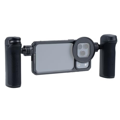 PGYTECH ProShot Phone Video Cage Kit for iPhone 17 Pro Max, Phone Rig with Wireless Bluetooth &Quick Release Dual Handle Grip, Aluminum Phone Cage with 67mm Filter Ring for Vlogging/Live Streaming - style: Cage Kit for iPhone 17 Pro Max