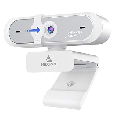 NexiGo N660P 1080P 60FPS Webcam with Software Control, Dual Microphone & Cover, Autofocus, HD USB Computer Web Camera, for OBS/Zoom/Skype/FaceTime/Teams/Twitch, White - style: 1080P 60FPS Webcam White