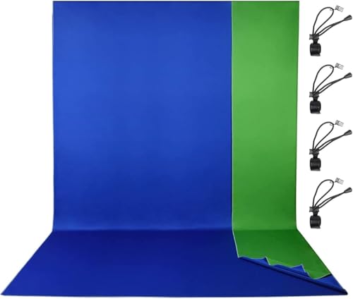 EMART Green and Blue 2-in-1 Photo Backdrop Curtain, 6 x 9 ft Photography Green Screen Background Fabric Cloth and Blue Back Drops Pack for Photoshoot Zoom Meeting Chromakey Party Birthday - color: Green&Blue, size: 6 x 9 Ft