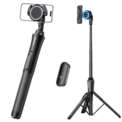 UBeesize 68'' Magnetic Selfie Stick Phone Tripod with Wireless Remote, Extendable Cell Phone Tripod Stand, Compatible with MagSafe, Cellphone Tripod for iPhone 17 16 15 14 13 12 and Android Phones - color: Black, size: 68-in