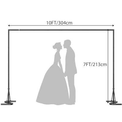 NANANARDOSO Balloon Arch Stand Kit, 10x7 FT Backdrop Stand with Metal Square Frame, Adjustable Photo Background Stand for Party Wedding Decor, Studio Photography, Black