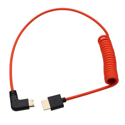 Mini HDMI to HDMI 8K 4K60p Cable for Canon EOS R RP XA70 6D Mark II 5D Mark IV Camera ATOMOS Ninja V SmallHD Ultra Monitor, Rigth Angle Type A C HDMI 2.1 Red 50cm